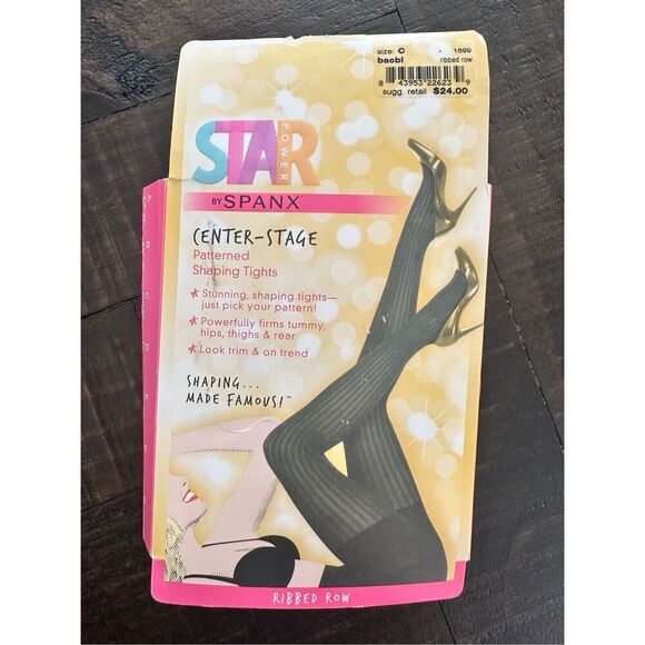 STAR Power by Spanx Ribbed Row BlackShaping Tights New Size C - Picture 1 of 3